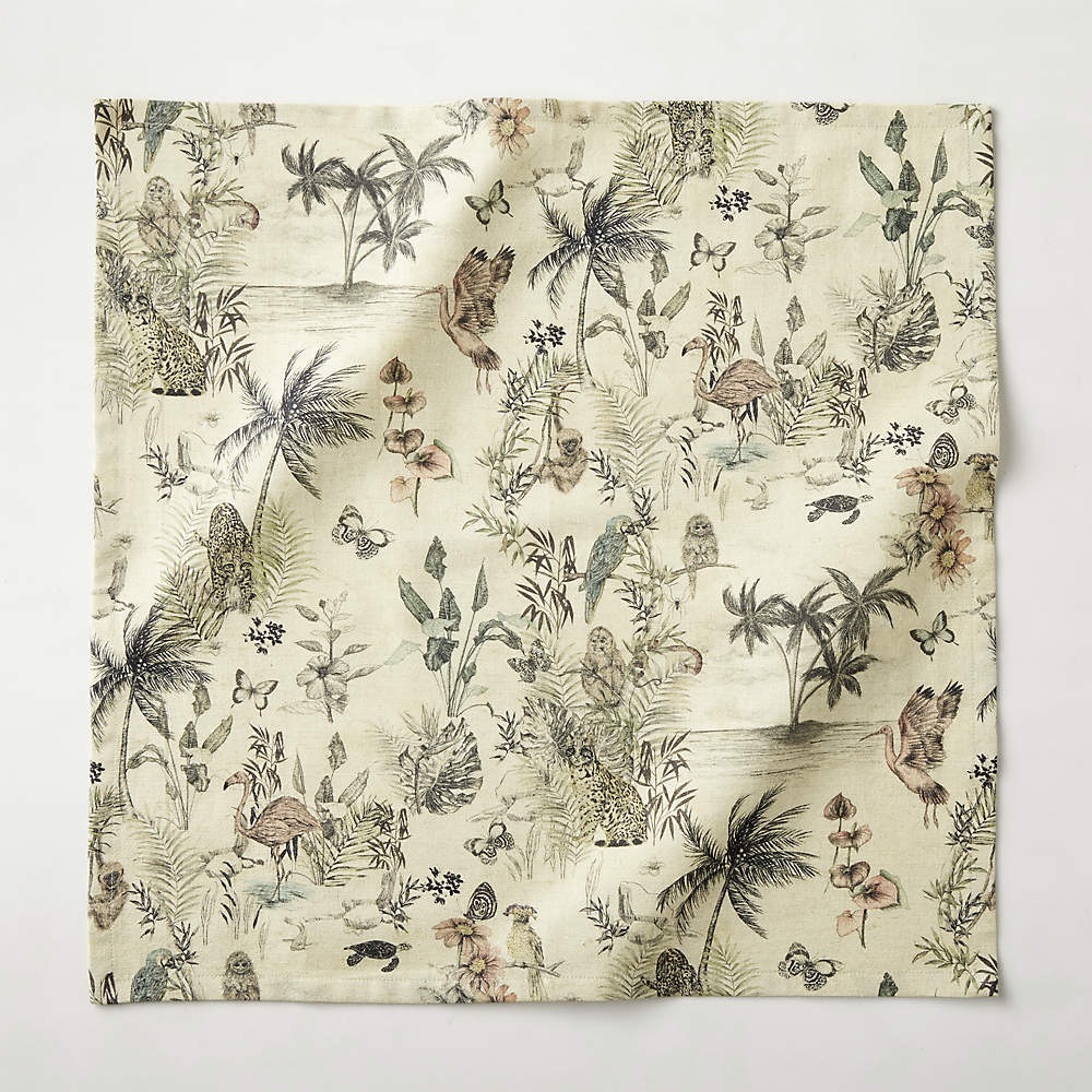 CB2 Jungle Print Linen Napkins, 4 pcs